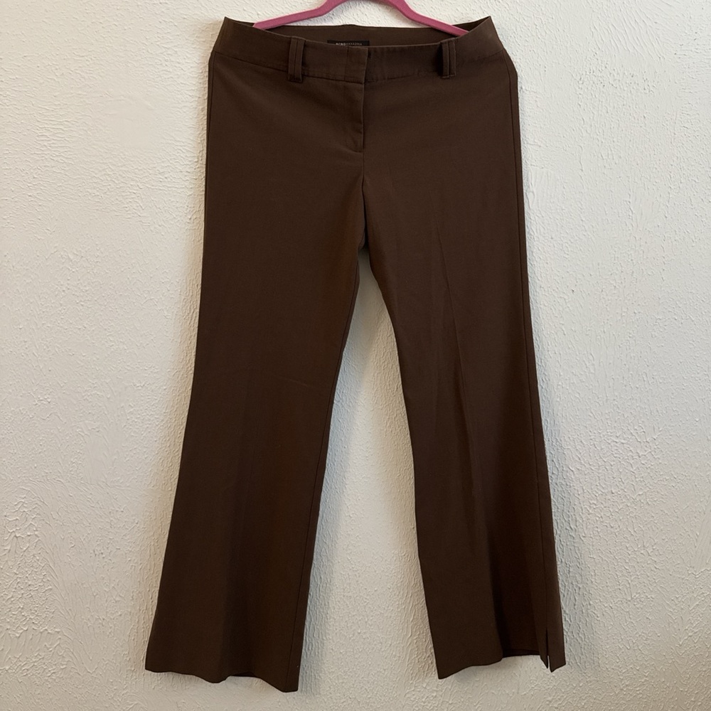 Brown straight leg trousers with flared bottom from BCBG Maxazria size 6